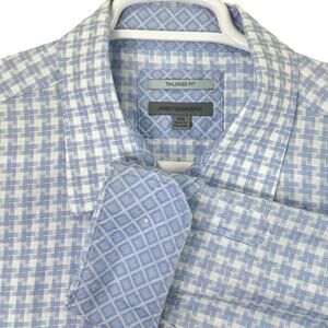 Johnston & Murphy Tailored Fit Shirt XXL Long Sleeve Distortion Plaid Flip Cuff